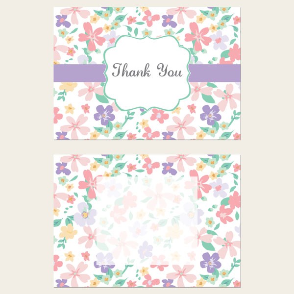 Ready to Write Thank You Cards - Pastel Flowers - Pack of 10