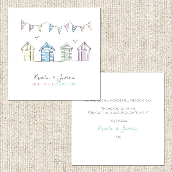 Pastel Bunting & Beach Huts Thank You Card