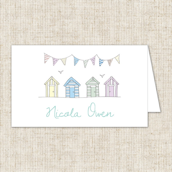 Pastel Bunting & Beach Huts Place Card