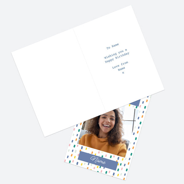 Personalised Birthday Card - Blue Mix Dash Photo