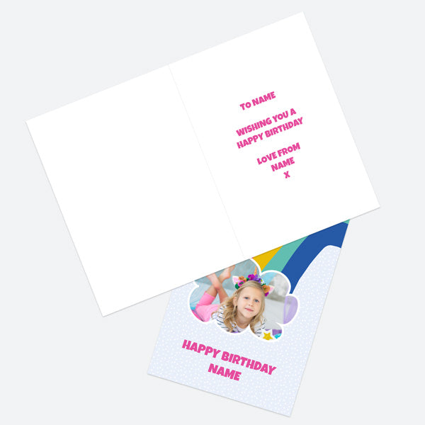 Personalised Kids Birthday Card - Rainbow Cloud Photo