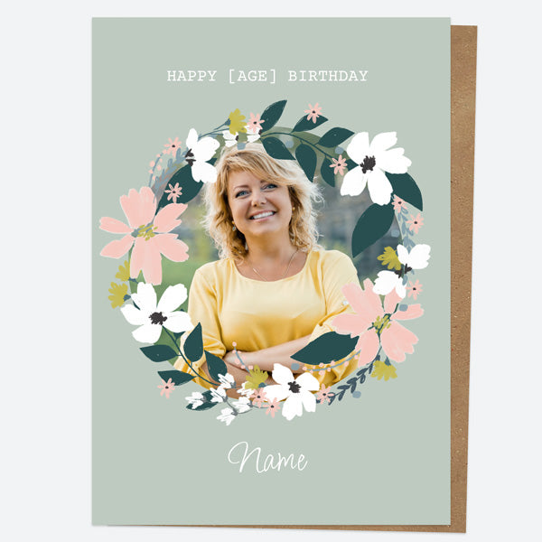 Personalised Birthday Card - Blush Modern Floral - Wreath Photo