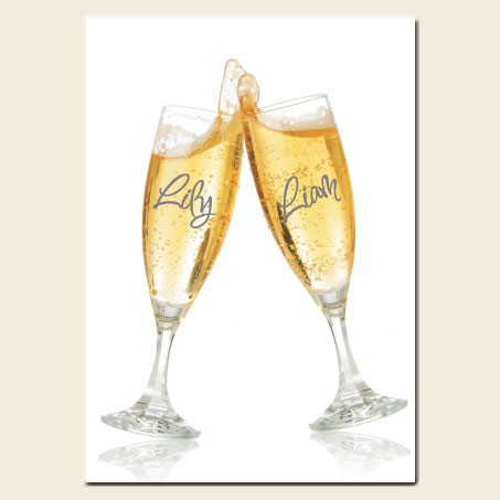 60th Wedding Anniversary Invitations - Personalised Champagne Glasses