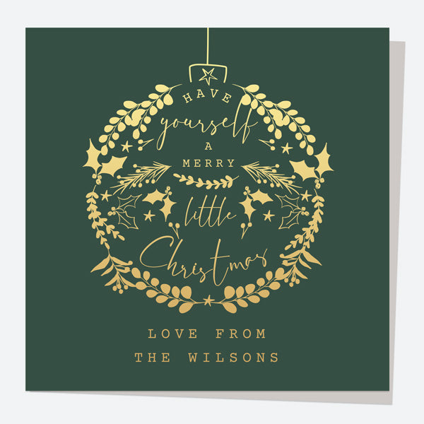 Luxury Foil Personalised Christmas Cards - Contemporary Christmas - Bauble - Pack of 10