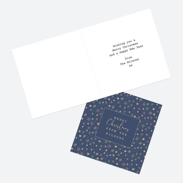 Luxury Foil Personalised Christmas Cards - Contemporary Christmas - Stars - Pack of 10