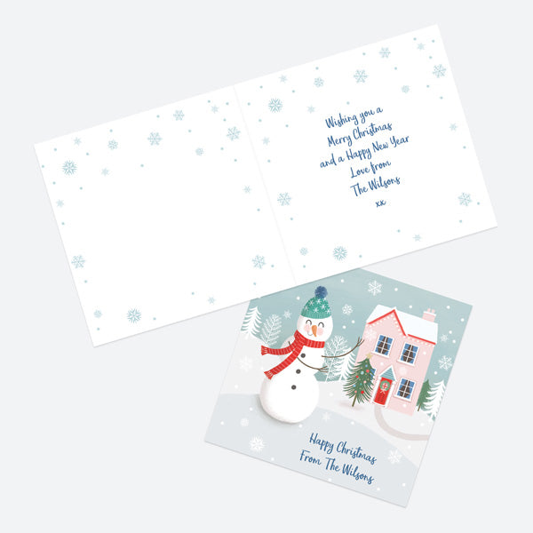 Personalised Christmas Cards - Snowman Scene - Home - Pack of 10