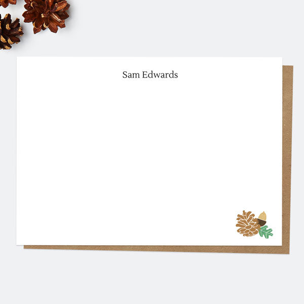 Woodland Pinecone - Personalised A6 Note Card - Pack of 10