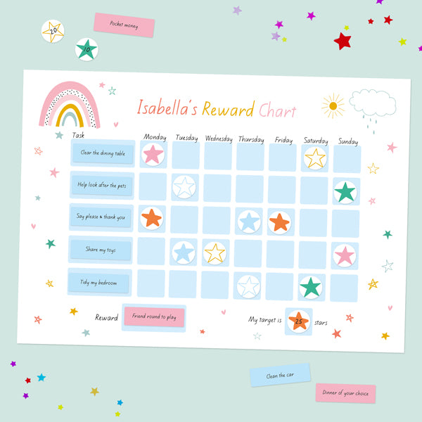 Chasing Rainbows - Personalised Reward Chart & Reusable Stickers