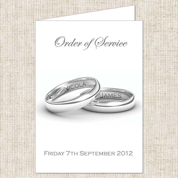 Personalised Wedding Rings Order Of Service