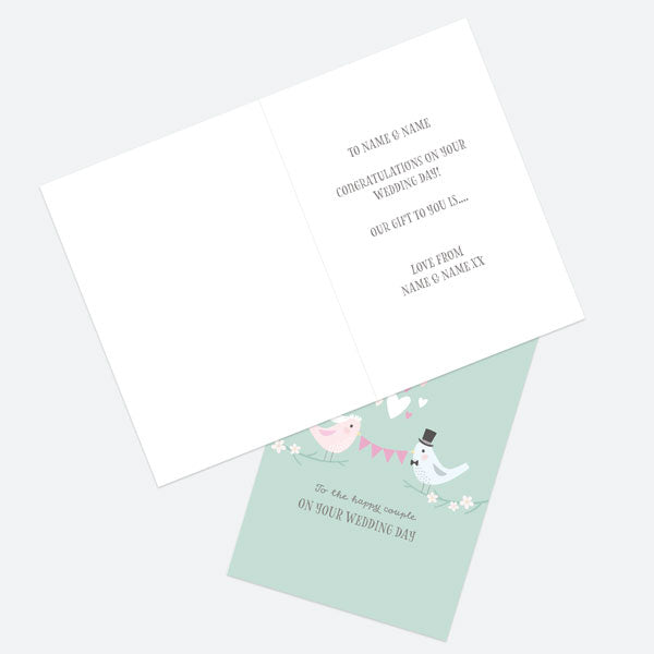 Personalised Wedding Gift Card - Wedding Characters - Birds