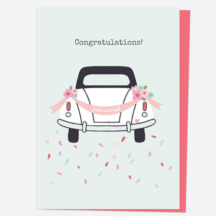 Personalised Wedding Gift Card - Wedding Icons - Car