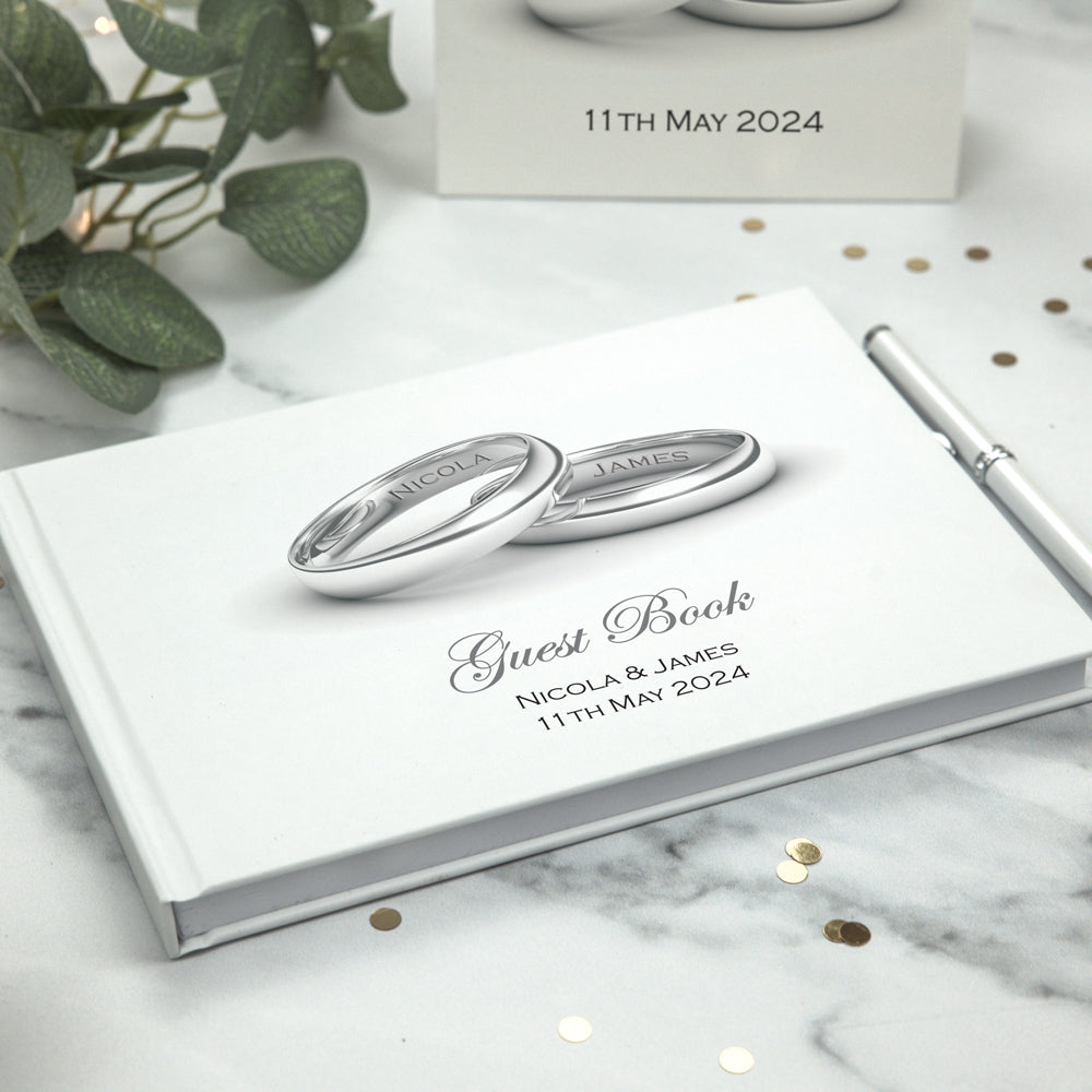 Personalised Wedding Rings - Wedding Guest Book