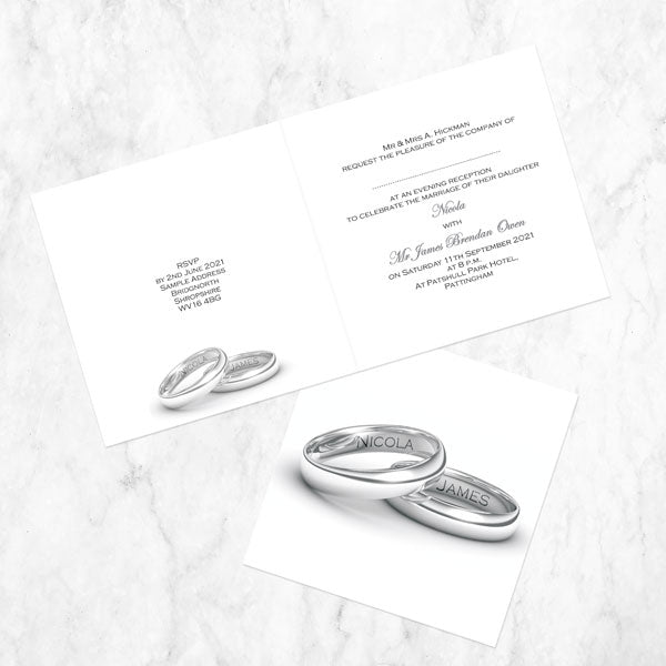Personalised Wedding Rings Evening Invitation