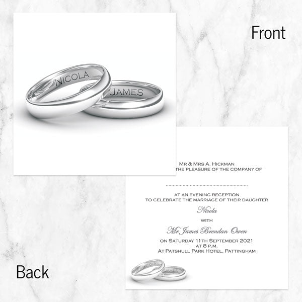 Personalised Wedding Rings Evening Invitation