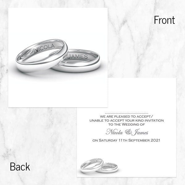 Personalised Wedding Rings RSVP Cards