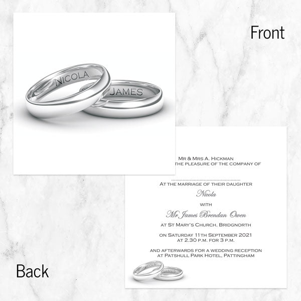 Personalised Wedding Rings Wedding Invitation