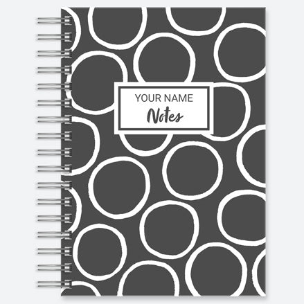 Full Circle Monochrome - Personalised A5 Wiro Bound Notebook