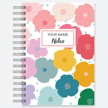 Rainbow Blooms - Personalised A5 Wiro Bound Notebook