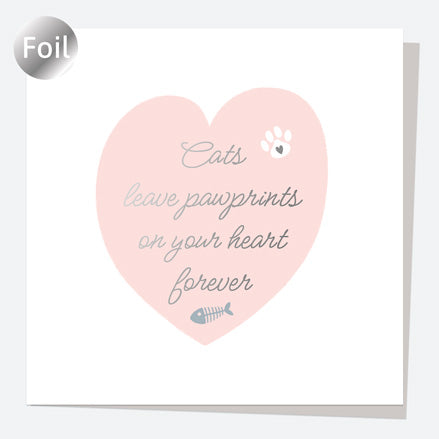 Luxury Foil Pet Sympathy Card - Heart - Cat