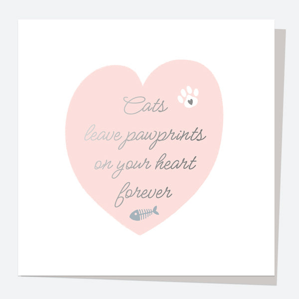 Luxury Foil Pet Sympathy Card - Heart - Cat