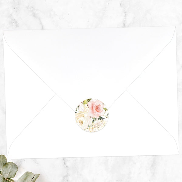 Pink & White Country Bouquet Envelope Seal - Pack of 70