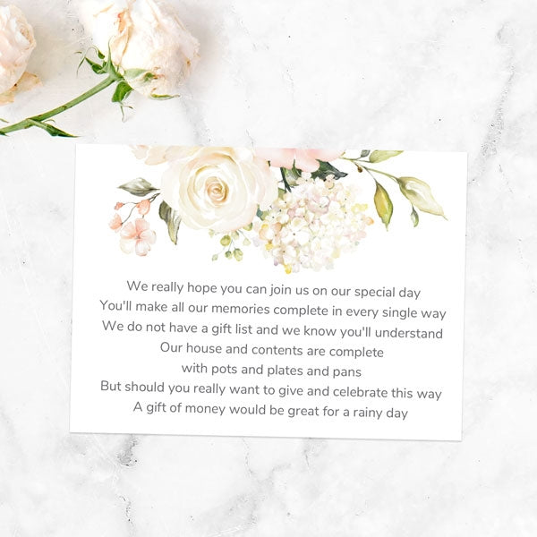 Pink & White Country Bouquet Gift Poem Card