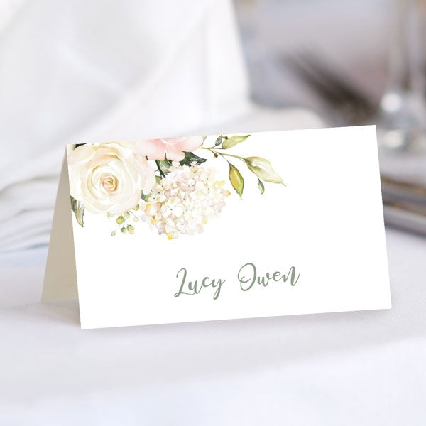 Pink & White Country Bouquet Place Card