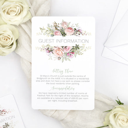 Pink Country Flowers - Guest Information Card