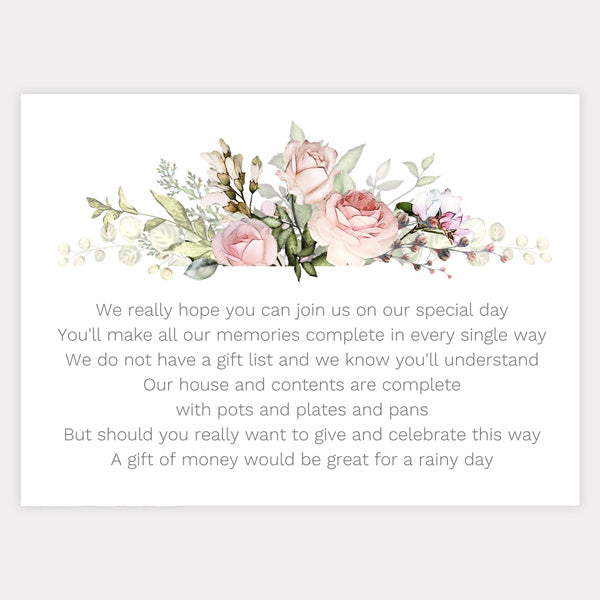 Pink Country Flowers Gift Poem Card