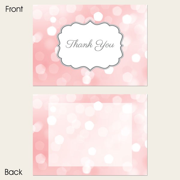 Ready to Write Thank You Cards - Pastel Pink Glitter Pattern - Pack of 10