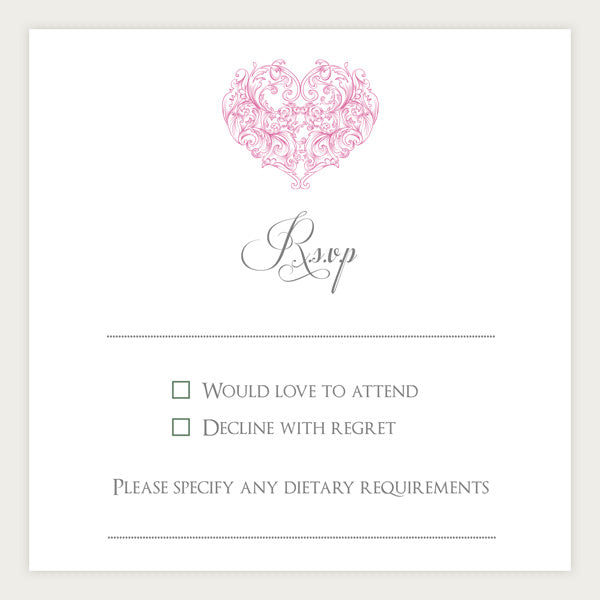 Je t'aime - Pocketfold Wedding Invitation & RSVP - Rose Pink