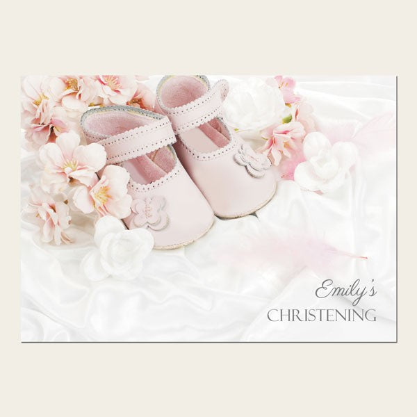 Christening Invitations Girls Pink Shoes Postcard Pack of 10 Fast Delivery at Dotty About Paper