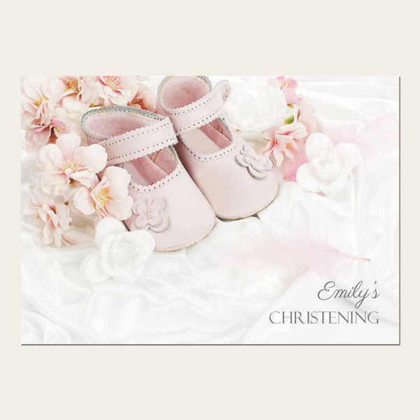 Christening Invitations - Girls Pink Shoes - Postcard - Pack of 10