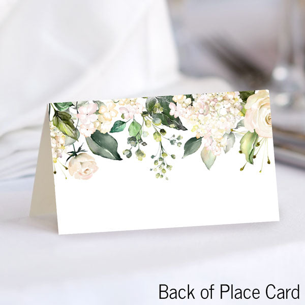 White Flower Garland - Ready to Write Wedding Place Cards