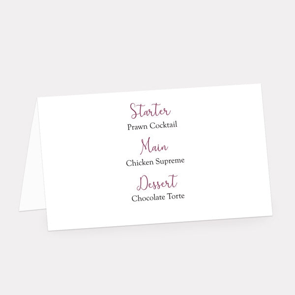 Boho Burgundy Flowers Place Card