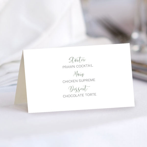 White Flower Garland - Wedding Place Cards