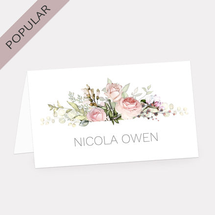 Pink Country Flowers Place Card
