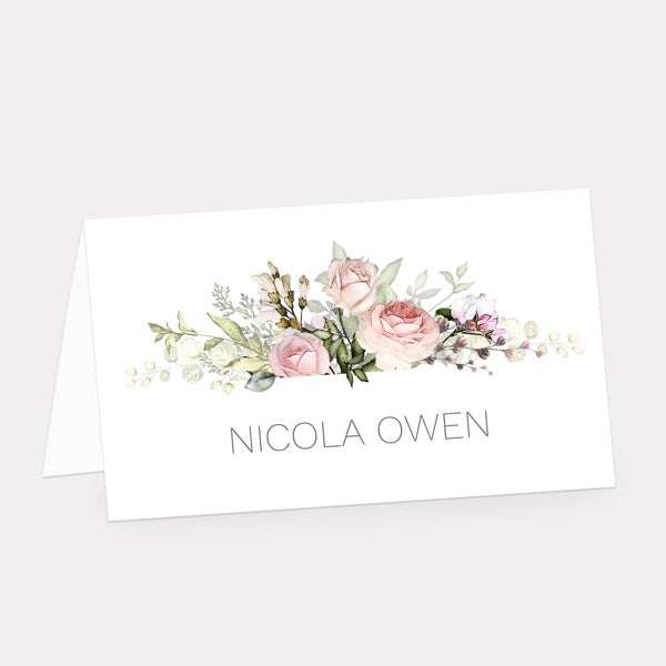 Pink Country Flowers Place Card