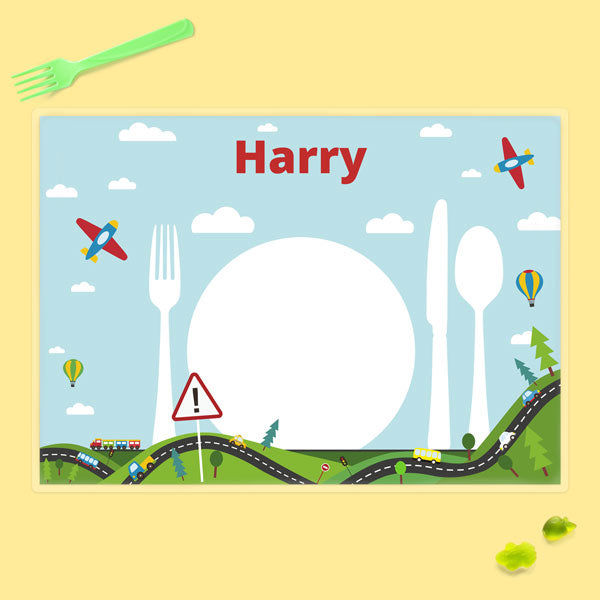 Personalised Kids Placemat - Planes, Trains & Automobiles