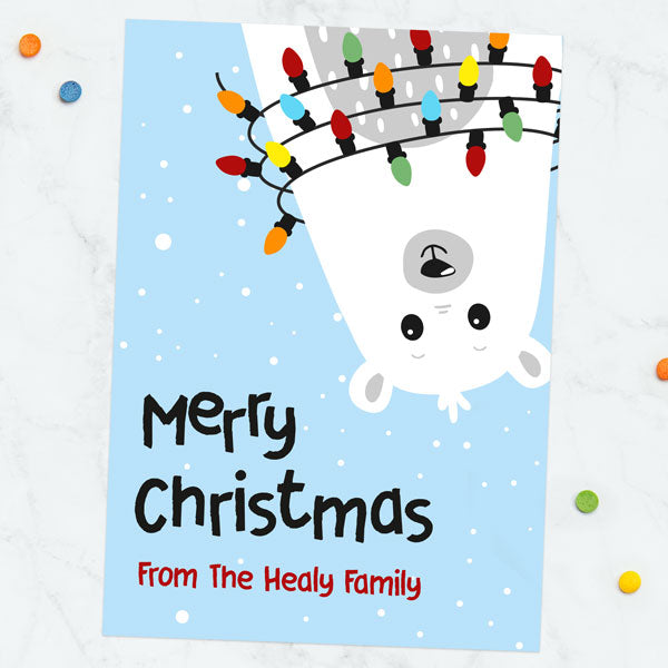 Personalised Christmas Cards - Playful Polar Bear - Pack of 10