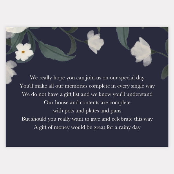 Navy Country Flowers Gift Poem Card