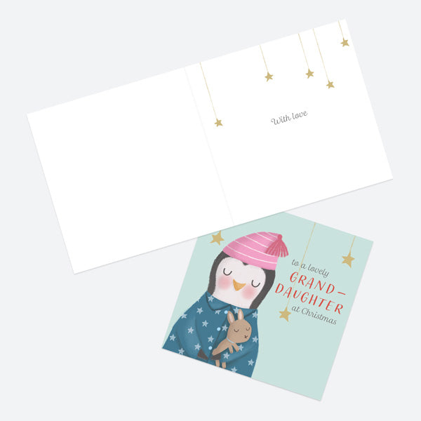 Christmas Card - Polar Pals - Sleepy Penguin - Granddaughter