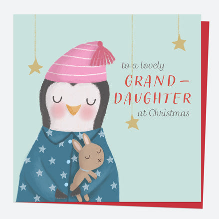 Christmas Card - Polar Pals - Sleepy Penguin - Granddaughter