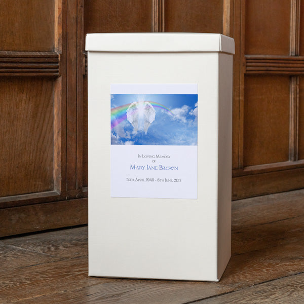 Funeral Post Box - Angelic Wings & Rainbow