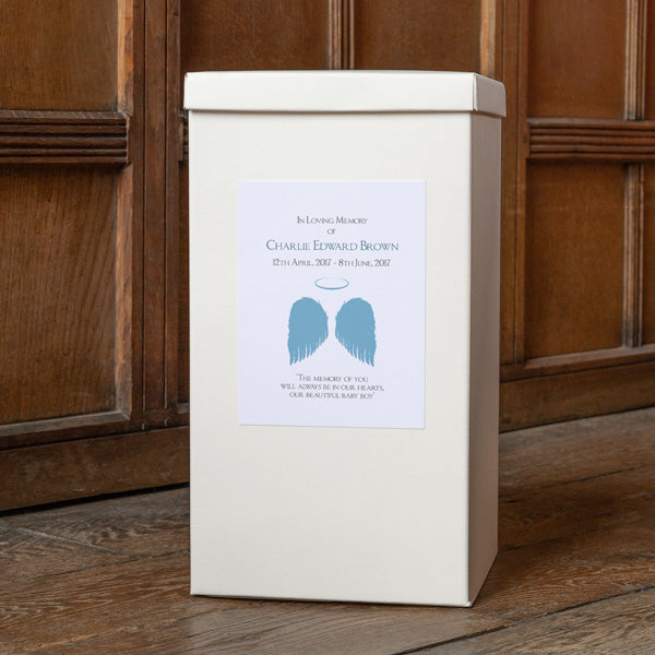 Funeral Post Box - Blue Angel Wings