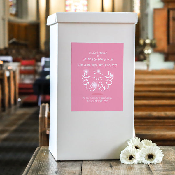 Funeral Post Box - Bright Pink Angel Wings & Halo