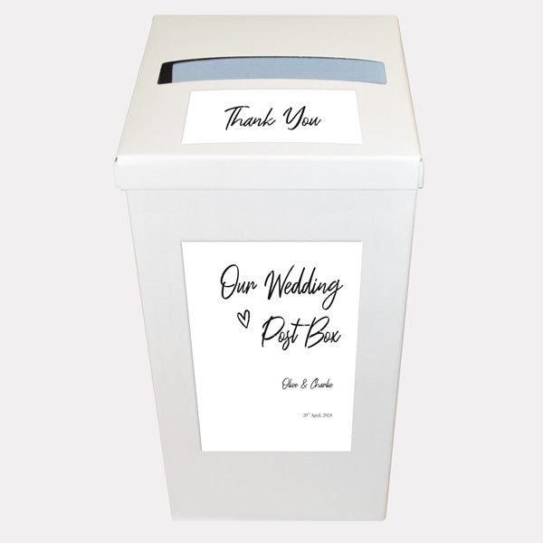 Calligraphy Heart Names Personalised Wedding Post Box