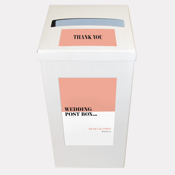 Colour Block Typography Personalised Wedding Post Box