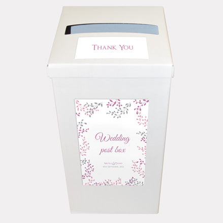 Delicate Leaf Border Personalised Wedding Post Box