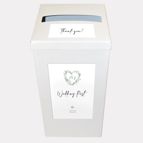 Eucalyptus Heart Personalised Wedding Post Box